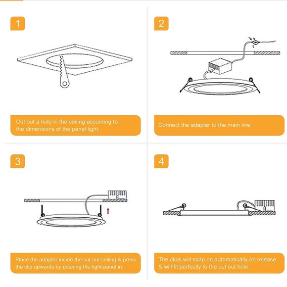 Xingruyu 7 Inch Ultra-Thin Recessed LED Lighting (4 Pack) - New - Picture 5 of 8